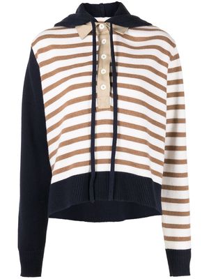 Monse Rugby striped knit hoodie - Blue