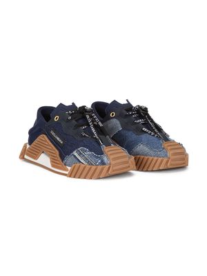 Dolce & Gabbana Kids denim-panelled sneakers - Blue