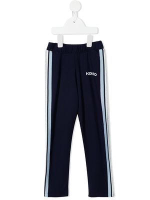 Kenzo Kids logo-print side-stripe track pants - Blue