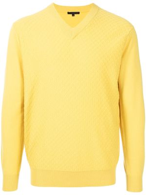 SHIATZY CHEN waffle-knit V-neck jumper - Yellow