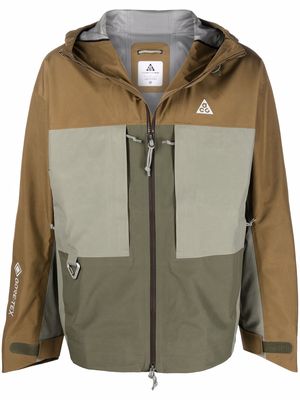 Nike colour-block panelled hooded jacket - Brown