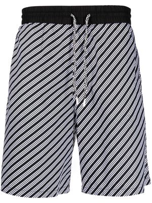 Emporio Armani striped drawstring bermuda shorts - Black