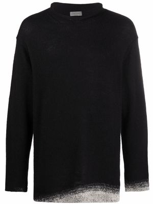 Yohji Yamamoto ombré-trim wool jumper - Black