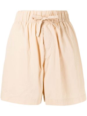 TEKLA poplin drawstring pajama shorts - Neutrals