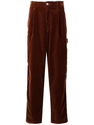 Doublet pleat detailing side-buttoned trousers - Brown