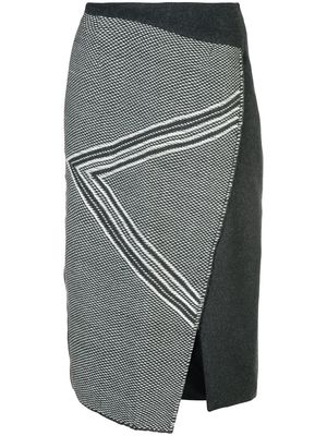 VOZ asymmetric pattern skirt - Grey