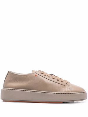 Santoni lace-up leather sneakers - Brown