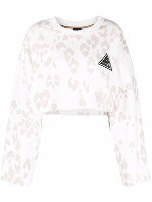 Just Cavalli abstract-print cropped sweatshirt - White
