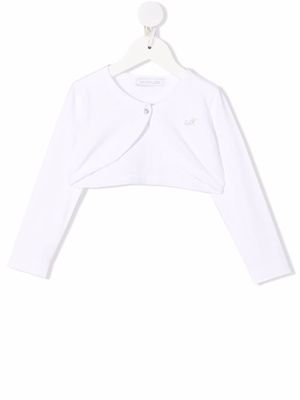 Monnalisa logo-embellished cropped cardigan - White