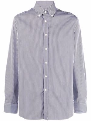 Xacus stripe-print button-down shirt - White