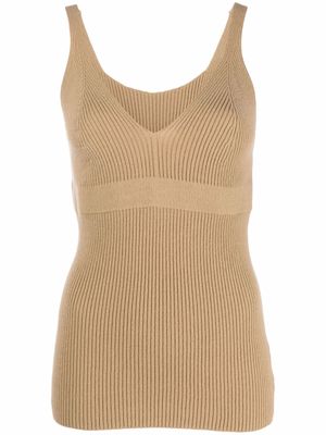 AMI AMALIA ribbed knit vest top - Brown