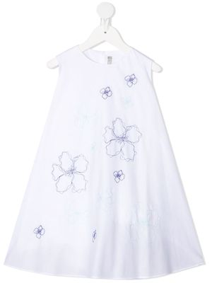 Il Gufo floral-embroidered cotton dress - '0153'