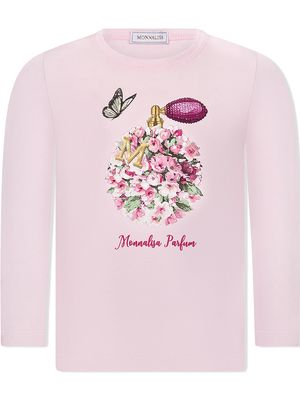 Monnalisa perfume-print long-sleeved T-shirt - Pink