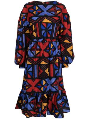 Stella Jean patterned jacquard flared dress - Multicolour