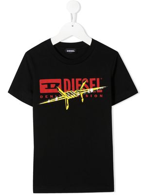 Diesel Kids graphic print logo T-shirt - Black