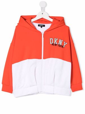 Dkny Kids logo-print zip-up hoodie - Orange