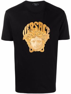 Versace Medusa-embroidered cotton T-shirt - Black