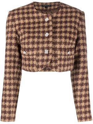 Kalmanovich check-pattern cropped jacket - Brown