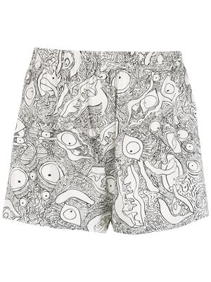 Amir Slama abstract-print cotton shorts - White