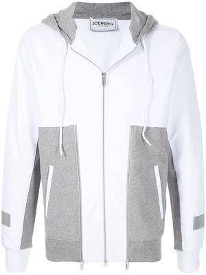 Iceberg two-tone zip-up hoodie - White