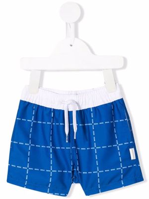 BOSS Kidswear checked swim shorts - Blue