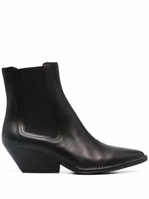 Del Carlo mid-heel leather boots - Black