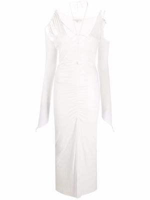 MANURI cut-out strap-detail fitted long dress - White