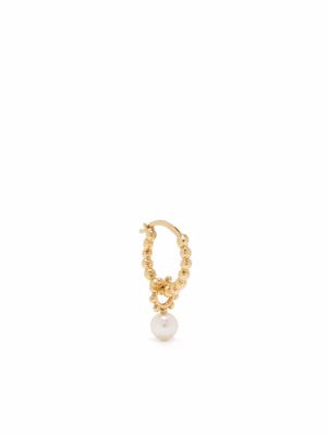 Gaya 18kt yellow gold pearl charm single hoop earring