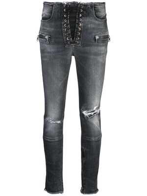 UNRAVEL PROJECT distressed skinny jeans - Black