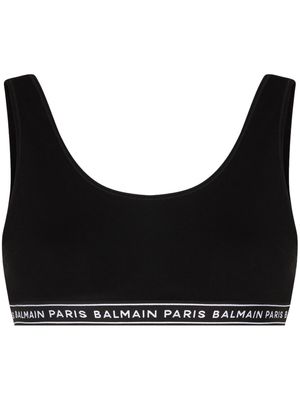 Balmain logo-hem bra top - Black