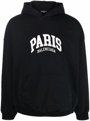 Balenciaga Paris logo embroidered hoodie - Black