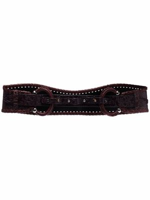 Gianfranco Ferré Pre-Owned 1990s double-buckled curved leather belt - Purple