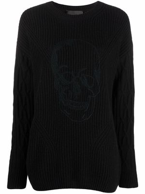 Philipp Plein skull-embroidered knitted jumper - Black
