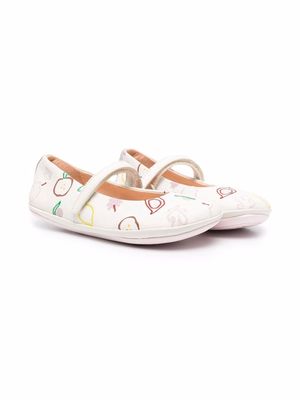 Camper Kids Twins embroidered ballerina shoes - White