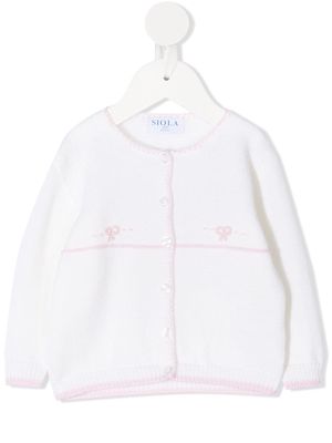 Siola purl-knit embroidered cardigan - White