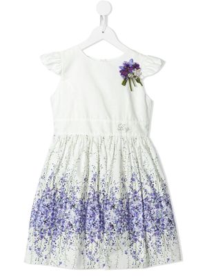 Lesy floral-print logo-detail dress - White