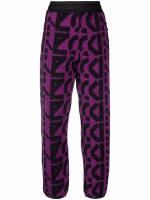 Kenzo monogram-print fleece joggers - Purple