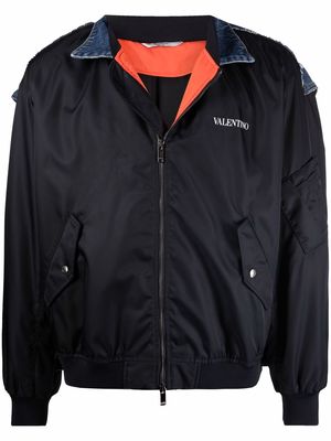 Valentino logo-print bomber jacket - Blue