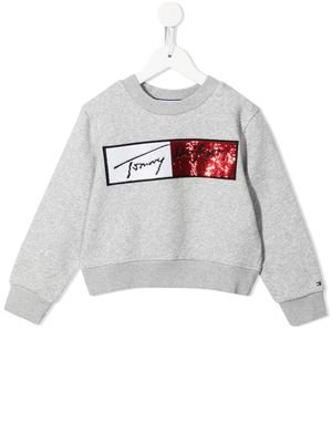 Tommy Hilfiger Junior sequin-embellished cotton sweatshirt - Grey