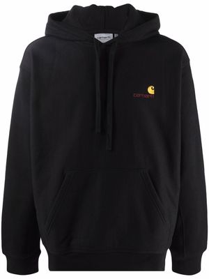 Carhartt WIP embroidered logo drawstring hoodie - Black