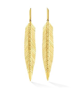 Cadar 18kt yellow gold feather earrings