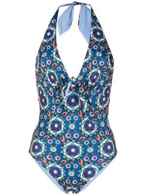 La DoubleJ paisley halter-neck swimsuit - Blue