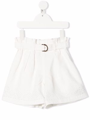 Brunello Cucinelli Kids belted linen Bermuda shorts - White