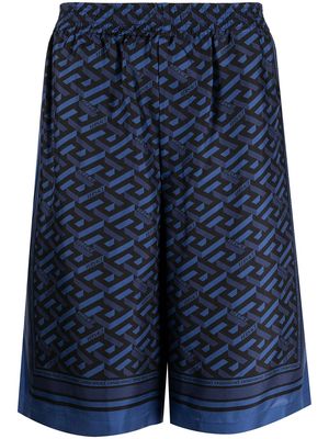 Versace Greca-print silk shorts - Blue