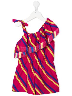 MSGM Kids one-shoulder striped dress - Pink