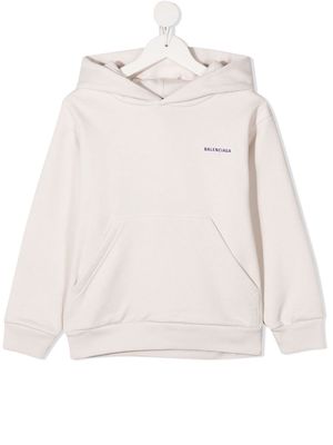 Balenciaga Kids logo print hoodie - Neutrals