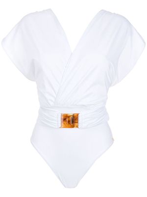 Brigitte crisscross-strap swimsuit - White