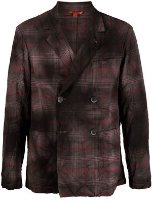 Barena faded plaid double-breasted blazer - Brown