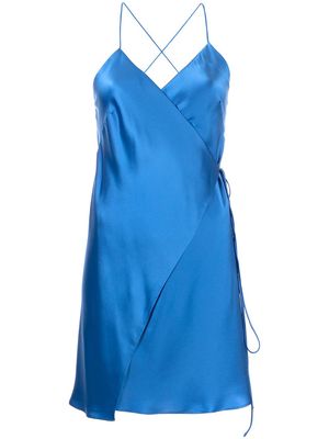 Michelle Mason strappy wrap mini dress - Blue
