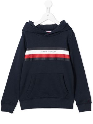 Tommy Hilfiger Junior logo-print cotton hoodie - Blue